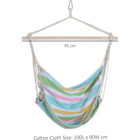 Outsunny Garden Hammock Chair Yard Hanging Rope Cotton Cloth Green - Image 2