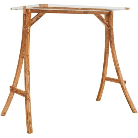 Swing Frame With Cream Roof Solid Bent Wood With Teak Finish VidaXL