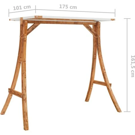 Swing Frame With Cream Roof Solid Bent Wood With Teak Finish VidaXL - Image 3