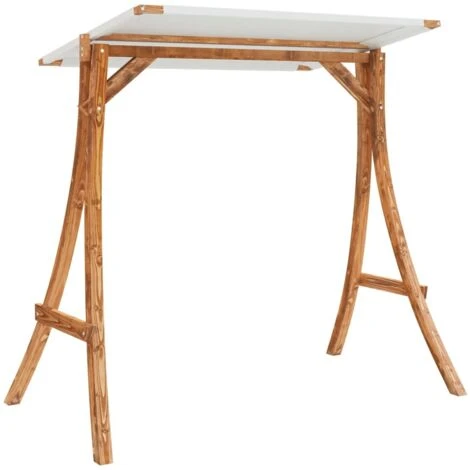 Swing Frame With Cream Roof Solid Bent Wood With Teak Finish VidaXL - Image 4