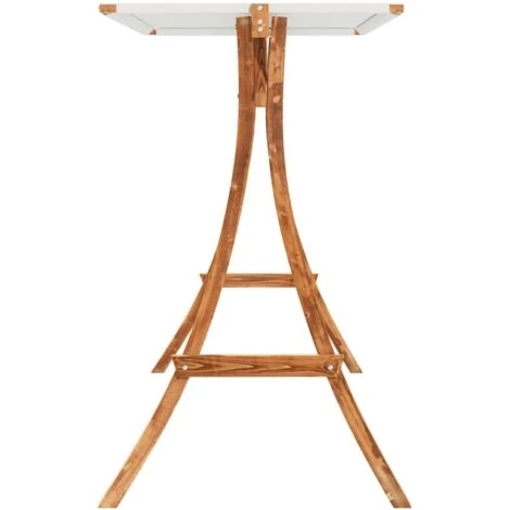 Swing Frame With Cream Roof Solid Bent Wood With Teak Finish VidaXL - Image 5