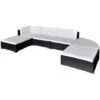 6 Piece Garden Lounge Set With Cushions Poly Rattan Black VidaXL