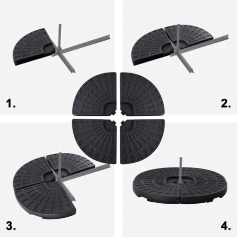 4PCS Fan Shaped Water Or Sand Filled Umbrella Base Weight Stand Heavy Duty 66KG - Image 2