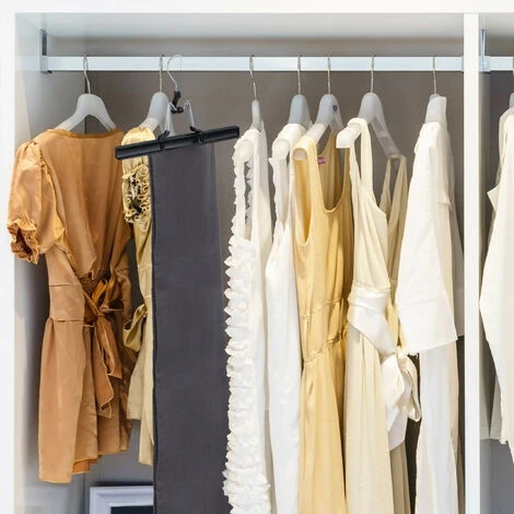 Relaxdays Metal Trouser Hangers Pack Of 5, 360° Swivel Hooks, Firm Clamps, Skirt Holders, Rubberized, 26 Cm, Black - Image 3