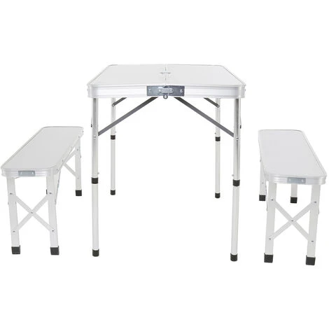 Charles Bentley ODYSSEY 4 Seater Compact Folding Aluminium Bench Dining Set Camp - Image 2