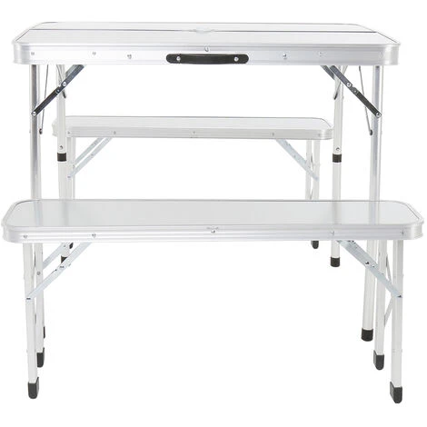 Charles Bentley ODYSSEY 4 Seater Compact Folding Aluminium Bench Dining Set Camp - Image 3