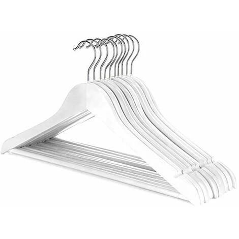 Oypla Pack Of 20 White Wooden Clothes Garment Coat Suit Hangers With Trouser Bar