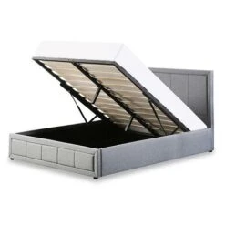 Yate Ottoman Gas Lift Storage Bed In Grey, Multiple Sizes - 4FT6 Double