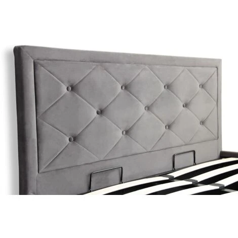 Frome Ottoman Gas Lift Storage Bed, Velvet Fabric And Sprung Slatted Base - Grey, 4FT6 Double - Image 3