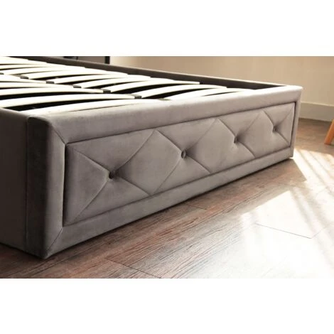 Frome Ottoman Gas Lift Storage Bed, Velvet Fabric And Sprung Slatted Base - Grey, 4FT6 Double - Image 4