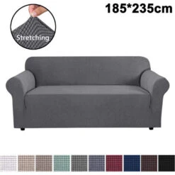 Stretch Sofa Cover Furniture Protector, Soft Sofa With Elastic Bottom, Checks Fleece Universal Solid Color Sofa Cover