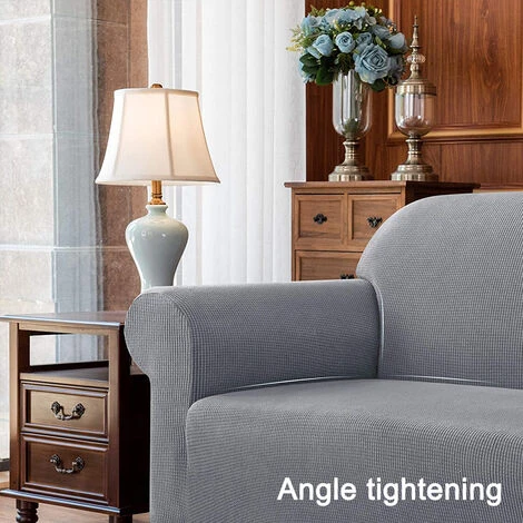 Stretch Sofa Cover Furniture Protector, Soft Sofa With Elastic Bottom, Checks Fleece Universal Solid Color Sofa Cover - Image 4