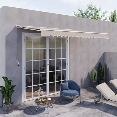 Outsunny Garden Door Awning Retractable Canopy Electric Patio Shelter 3.5W X 0-2.5D M - Image 3