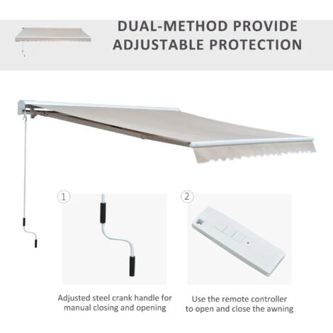 Outsunny Garden Door Awning Retractable Canopy Electric Patio Shelter 3.5W X 0-2.5D M - Image 4