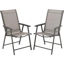 Livingandhome Set Of 2 Brown Garden Patio Folding Chairs