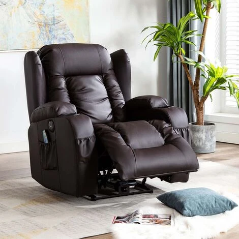 CAESAR HIGH BACK ELECTRIC BOND GRADE LEATHER RECLINER 3+2+1 SOFA ARMCHAIR SET BROWN 1 SEATER - Image 2