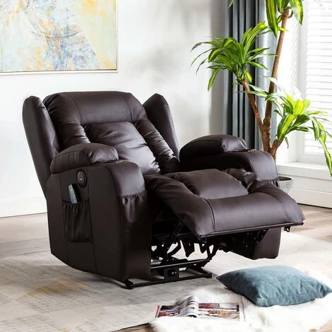 CAESAR HIGH BACK ELECTRIC BOND GRADE LEATHER RECLINER 3+2+1 SOFA ARMCHAIR SET BROWN 1 SEATER - Image 3