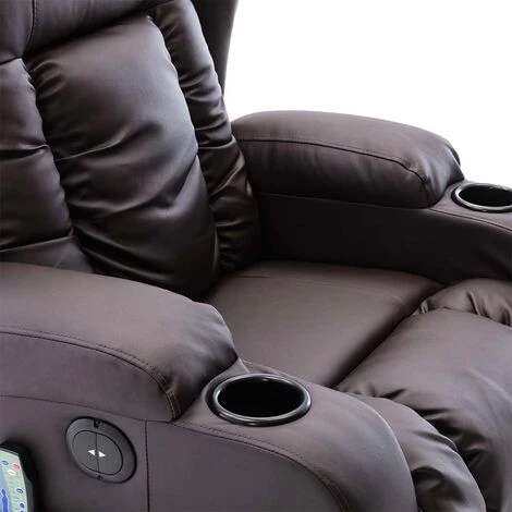 CAESAR HIGH BACK ELECTRIC BOND GRADE LEATHER RECLINER 3+2+1 SOFA ARMCHAIR SET BROWN 1 SEATER - Image 4