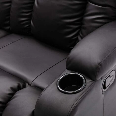 CAESAR HIGH BACK MANUAL BOND GRADE LEATHER RECLINER 3+2+1 SUITE SOFA ARMCHAIR SET BLACK 2 SEATER - Image 5