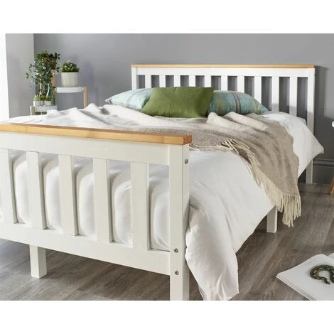 Atlantic Bed Frame In White With Natural Tops, Size Single - Image 5
