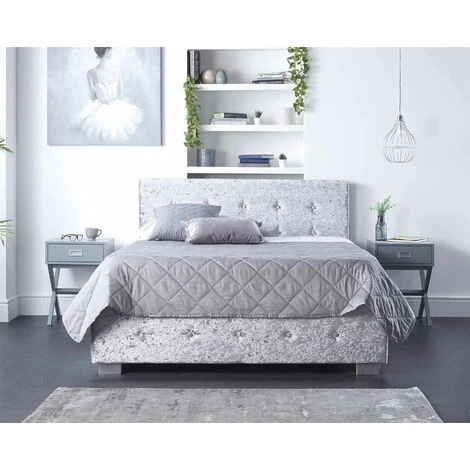 Side Opening Ottoman Storage In Grey Crushed Velvet, Single - Image 3