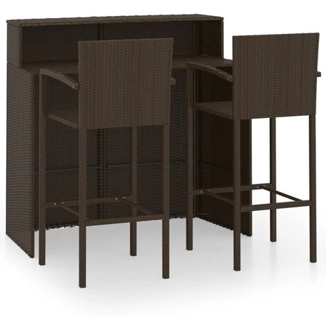 3 Piece Garden Bar Set Brown VidaXL