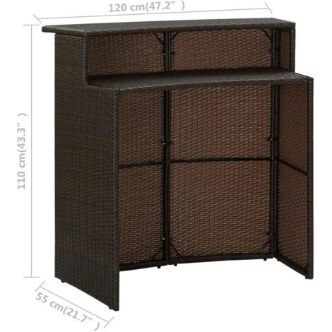 3 Piece Garden Bar Set Brown VidaXL - Image 3