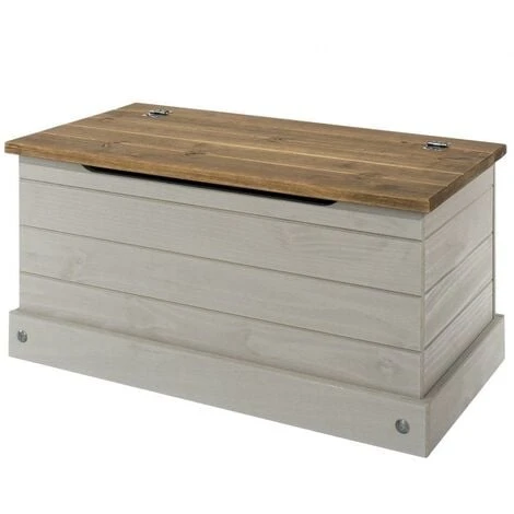 Corona Grey Ottoman Storage Wood Chest Toy Chest Bedding Pine Blanket Box - Image 4
