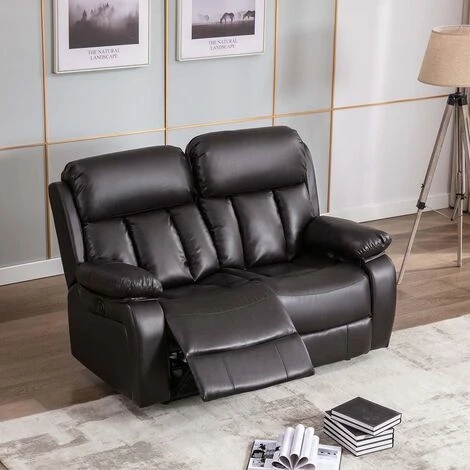 CHESTER HIGH BACK ELECTRIC BOND GRADE LEATHER RECLINER 3+2+1 SOFA ARMCHAIR SET BROWN 2 SEATER - Image 2