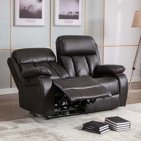 CHESTER HIGH BACK ELECTRIC BOND GRADE LEATHER RECLINER 3+2+1 SOFA ARMCHAIR SET BROWN 2 SEATER - Image 3