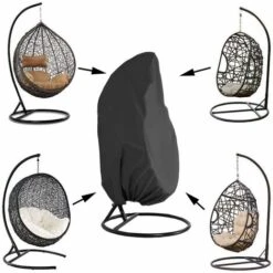 Garden Hanging Chair Cover Rattan Wicker Waterproof Hanging Chair Cover Egg Protective Cover Water And Dust Resistant Chair - 190 X115cm, Black SOEKAVIA