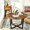 Round Coffee Table Modern Leisure Tea Table Industrial End Table Adjustable Pads