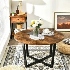 Round Coffee Table Modern Leisure Tea Table Industrial End Table Adjustable Pads