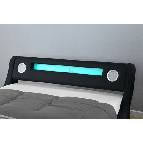 Galaxy Black LED Bluetooth Ottoman King Bed - Image 3