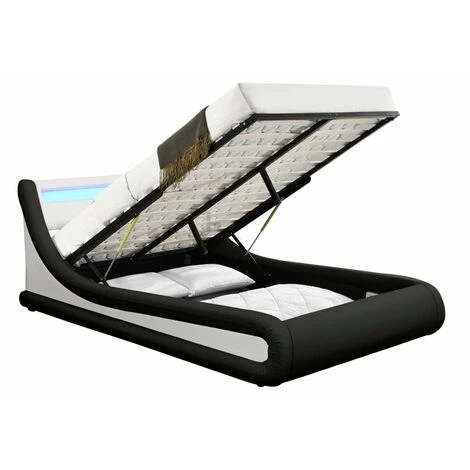 Galaxy LED Black & White Ottoman Double Bed - Image 2