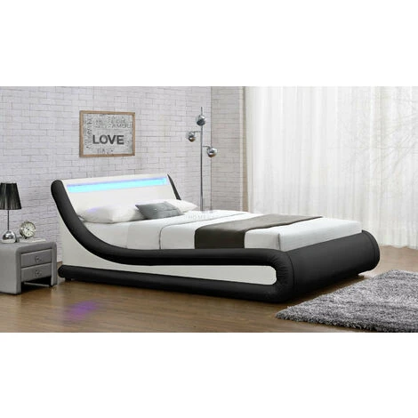 Galaxy LED Black & White Ottoman Double Bed - Image 4
