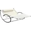 Outsunny Hammock Chair Sun Bed Rock Seat W/ Metal Texteline W/ Pillow Beige