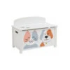 Liberty House Toys Toy Box Storage Organiser W/ Safety Hinge Side Handle Cat And Dog H47.5 X W68 X D37.5cm White And Grey
