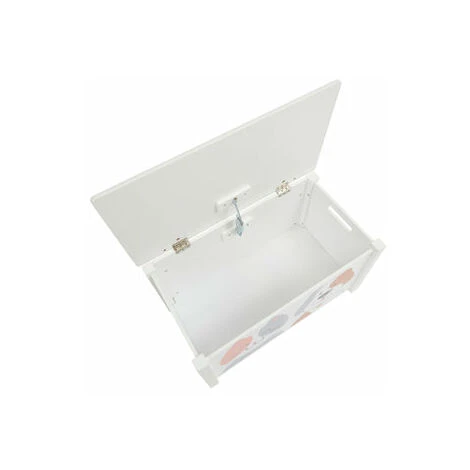 Liberty House Toys Toy Box Storage Organiser W/ Safety Hinge Side Handle Cat And Dog H47.5 X W68 X D37.5cm White And Grey - Image 3