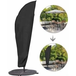 LITZEE Parasol Cover, Extra Large Umbrella Cover With Zip, Weatherproof Outdoor Umbrella Cover Cantilever Banana Garden Protector With Storage Bag, (280cm:308145cm)