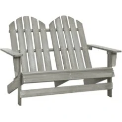 2-Seater Garden Adirondack Chair Solid Fir Wood Grey VidaXL