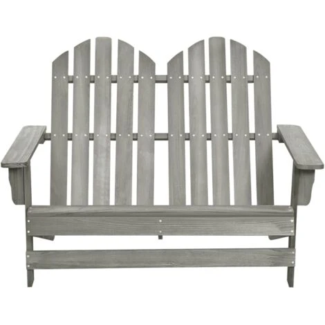 2-Seater Garden Adirondack Chair Solid Fir Wood Grey VidaXL - Image 2