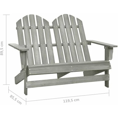 2-Seater Garden Adirondack Chair Solid Fir Wood Grey VidaXL - Image 3