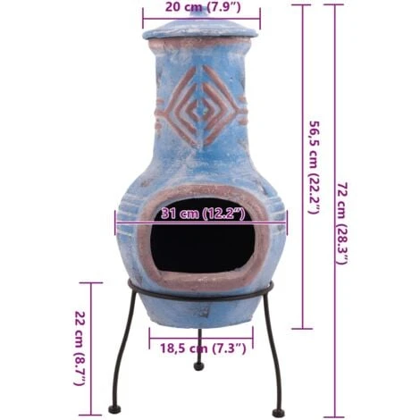 Fireplace Colima Clay Sea Blue/Red 86031 RedFire - Image 3