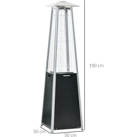Outsunny 11.2KW Patio Gas Heater Pyramid Heater W/ Regulator Hose & Cover Black - Image 2