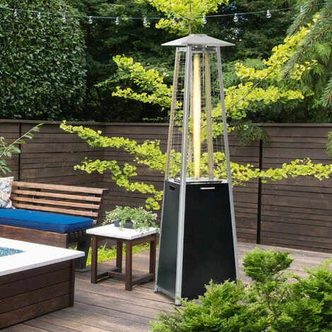 Outsunny 11.2KW Patio Gas Heater Pyramid Heater W/ Regulator Hose & Cover Black - Image 3