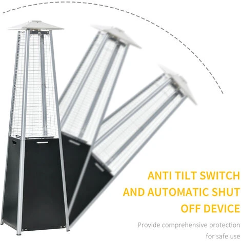Outsunny 11.2KW Patio Gas Heater Pyramid Heater W/ Regulator Hose & Cover Black - Image 4