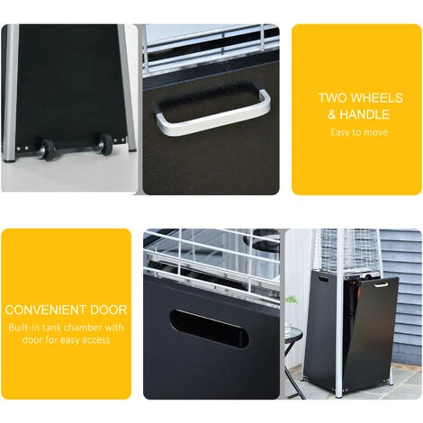 Outsunny 11.2KW Patio Gas Heater Pyramid Heater W/ Regulator Hose & Cover Black - Image 5