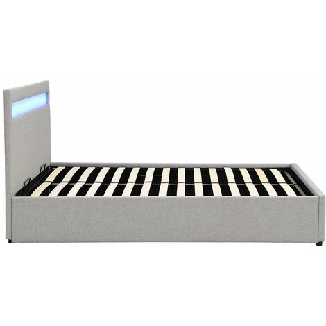 Cherry Tree Furniture Pimlico End Opening Ottoman Storage Bed Frame With Muti-colour LED Headboard (Grey Fabric, 4FT6 UK Double) - Image 5