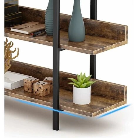 Bookshelf Bookcase Storage Rack Standing Shelf 5-Tier Industrial Stable Bookcase With Iron Tube Frame For Home, Living Room, Bedroom,Office By Tribesigns(Rustic Brown) - Image 4
